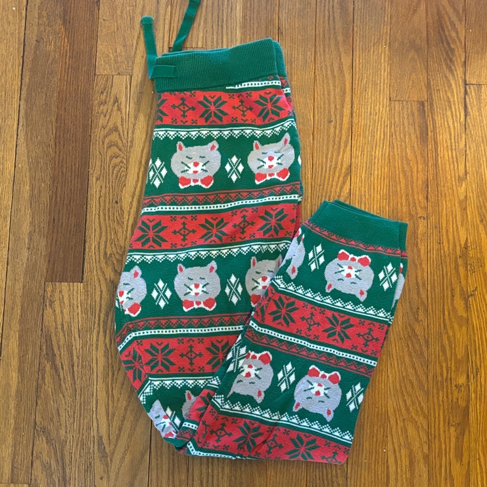 Festive Cat Print Pajama Pants